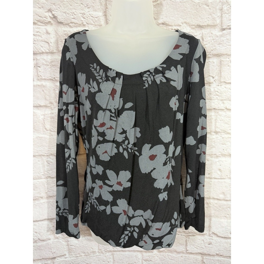 Vintage Y2K 2000s Top Mesh Black Floral Goth Fairy Grunge Career Office XL